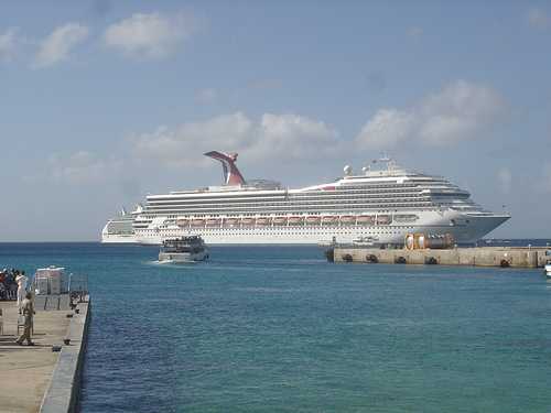 The Carnival Valor Cruise Ship moored at Grand Cayman