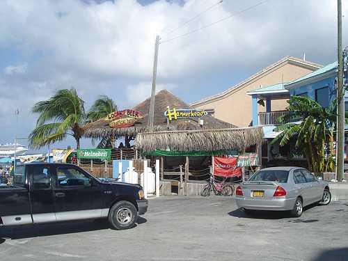 Thatch roofed business in Cayman Isle